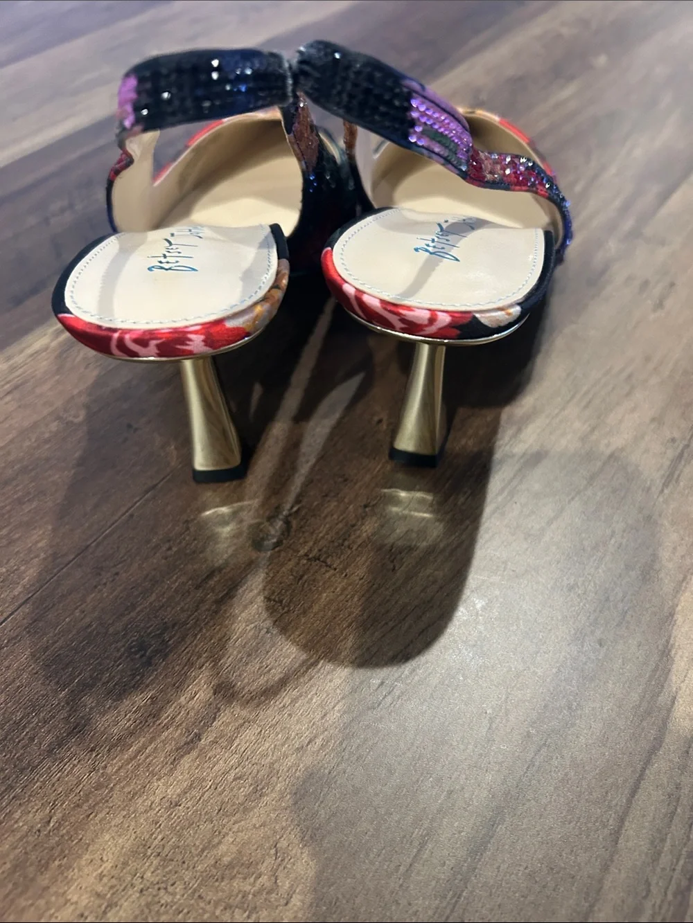 Betsey Johnson Multicolor Floral Beaded Slingback Heels